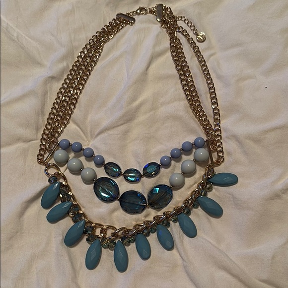 Elegant Gold and Blue Statement Necklace - Picture 1 of 1